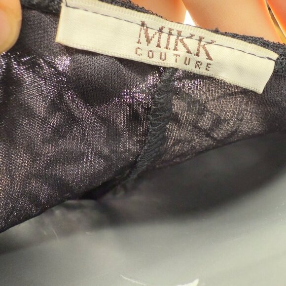 MIKK Whimsigoth Satin Ribbon π  Waist Lace Black Knee-lenght Midi Skirt sz M - Picture 5 of 5